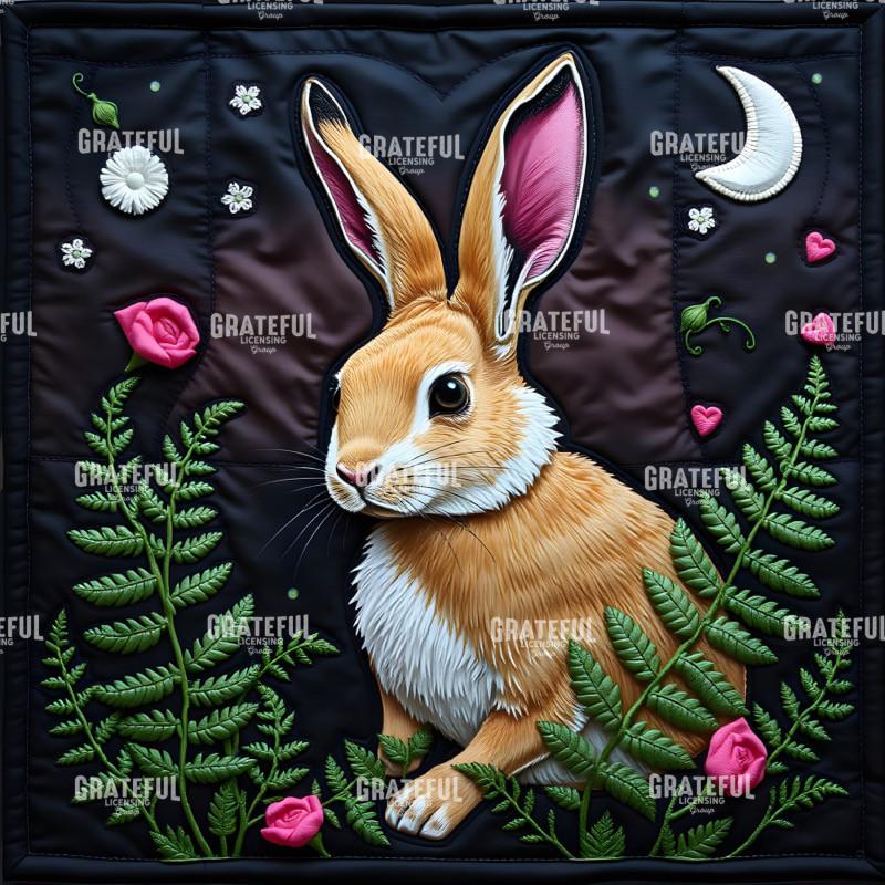Fantasy Forest Creatures Quilt Block RABBIT
