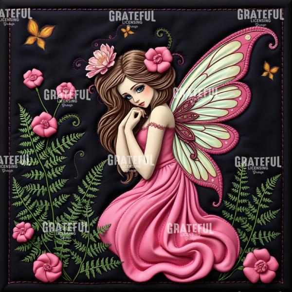 Fantasy Forest Creatures Quilt Block FAIRY