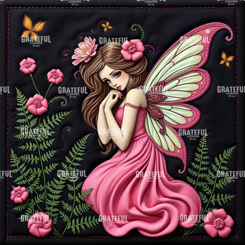 Fantasy Forest Creatures Quilt Block FAIRY