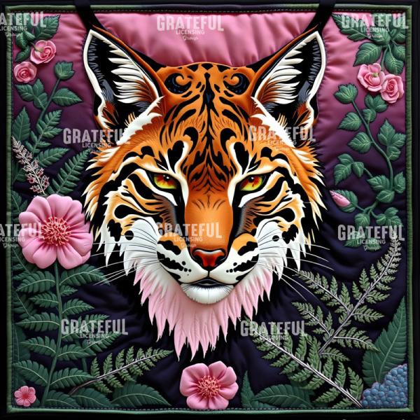 Fantasy Forest Creatures Quilt Block LYNX