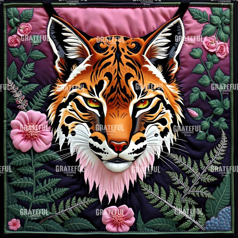Fantasy Forest Creatures Quilt Block LYNX