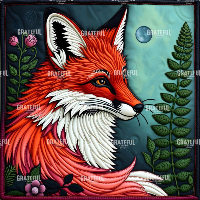 Fantasy Forest Creatures Quilt Block FOX