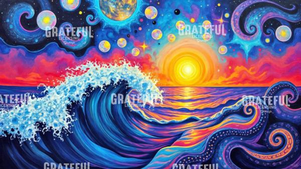 Sunset Waves Abstract Modern Art
