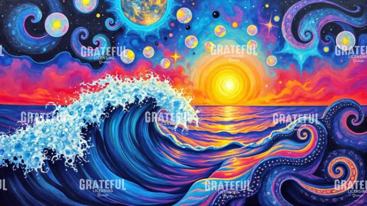 Sunset Waves Abstract Modern Art