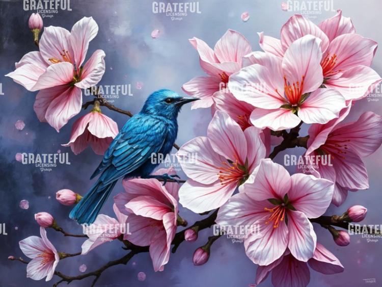 Bluebird with Apple Blossoms