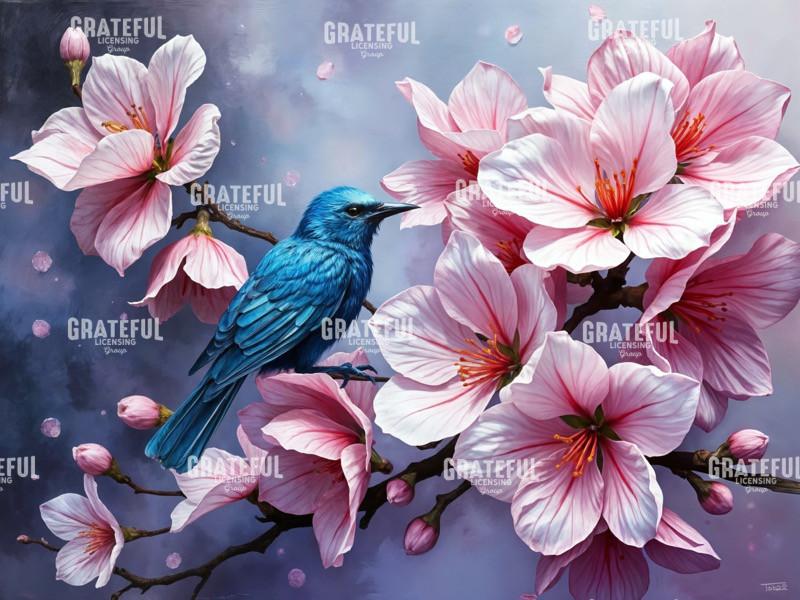Bluebird with Apple Blossoms