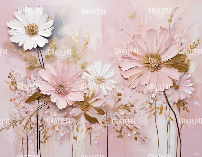 Pink Zinnias Modern Art