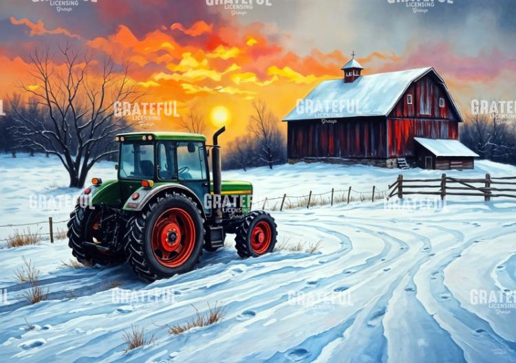 January Sunrise Tractor