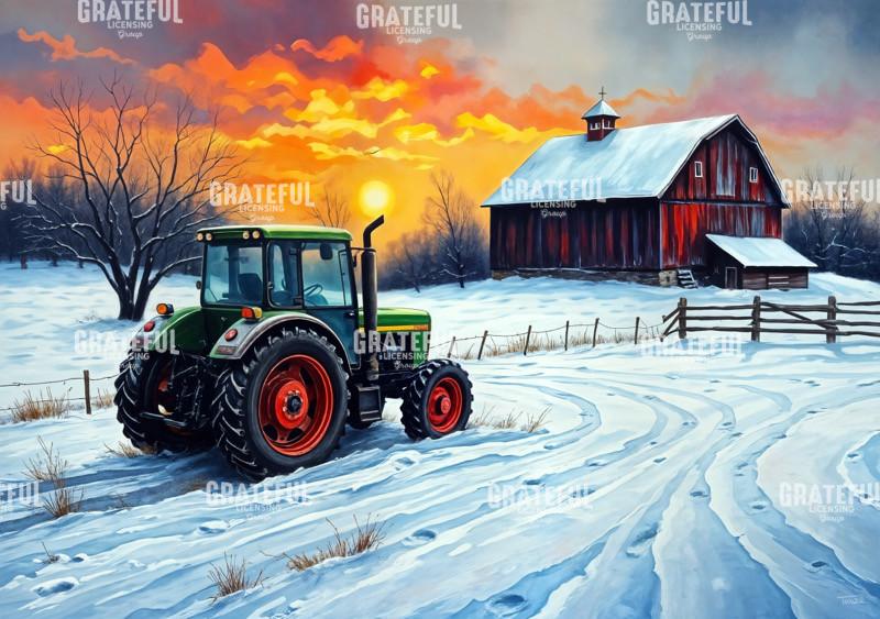 January Sunrise Tractor