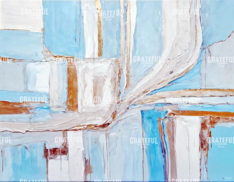 Copper and Blue Modern Abstract Art