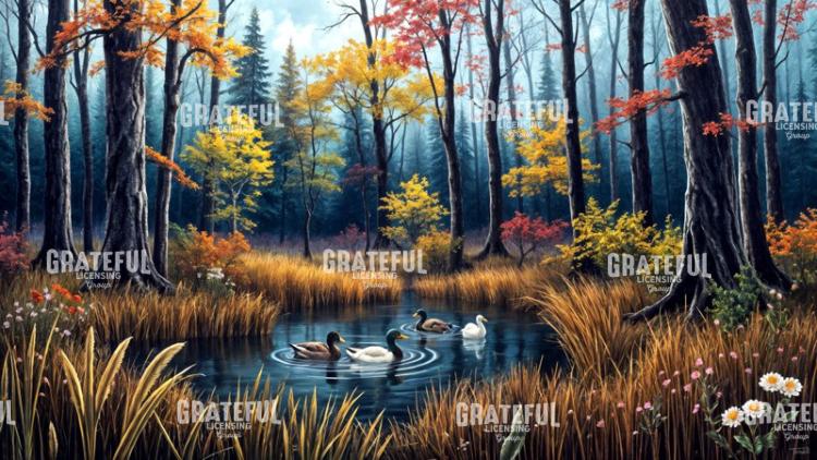 Duck Pond In Autumn