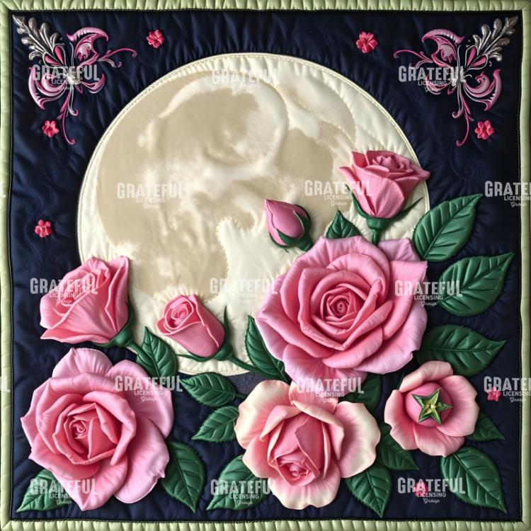 Wolf Moon Quilt Blocks Pale Pink and Mint Green Moon