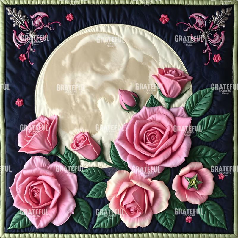 Wolf Moon Quilt Blocks Pale Pink and Mint Green Moon