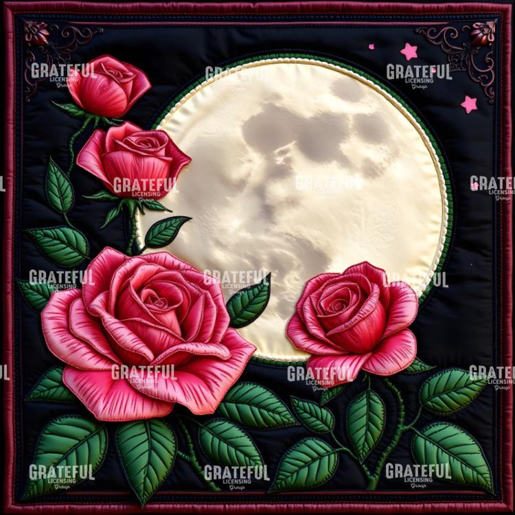 Wolf Moon Quilt Blocks Emerald Green and Hot Pink Full Moon