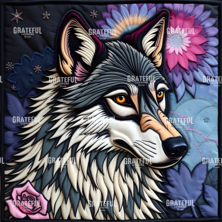 Wolf Moon Quilt Blocks Blue Sunflowers