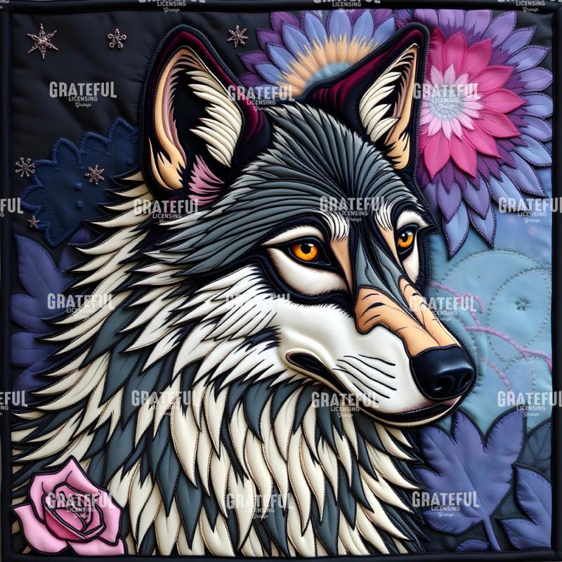 Wolf Moon Quilt Blocks Blue Sunflowers