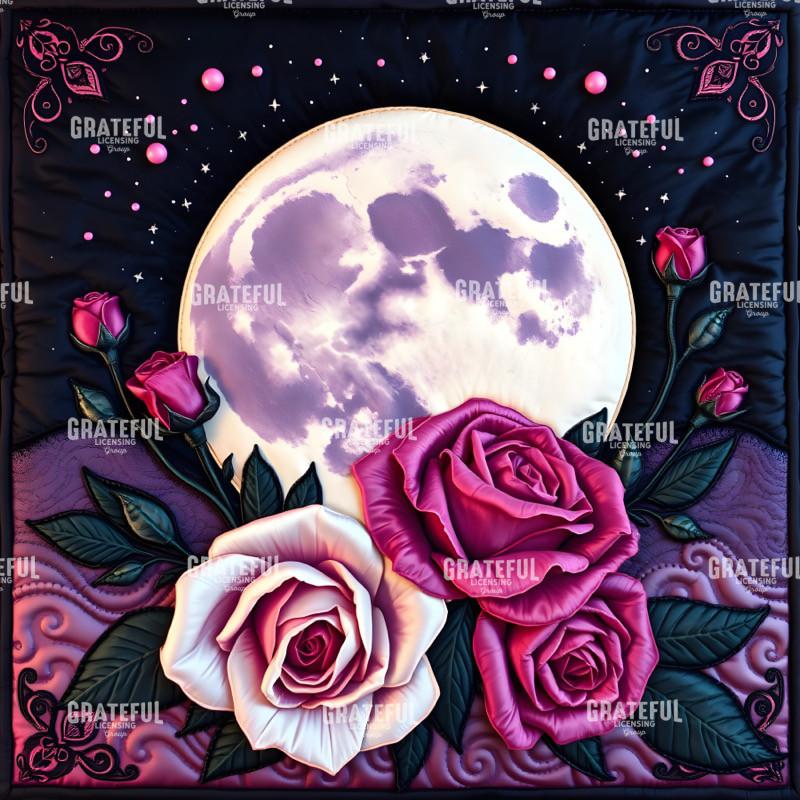 Wolf Moon Quilt Blocks Pink and Black Moon