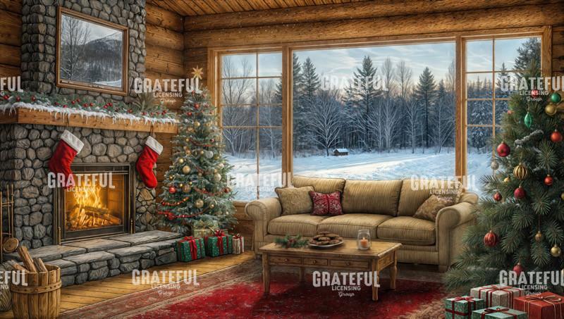 Christmas Lodge Pine Forest