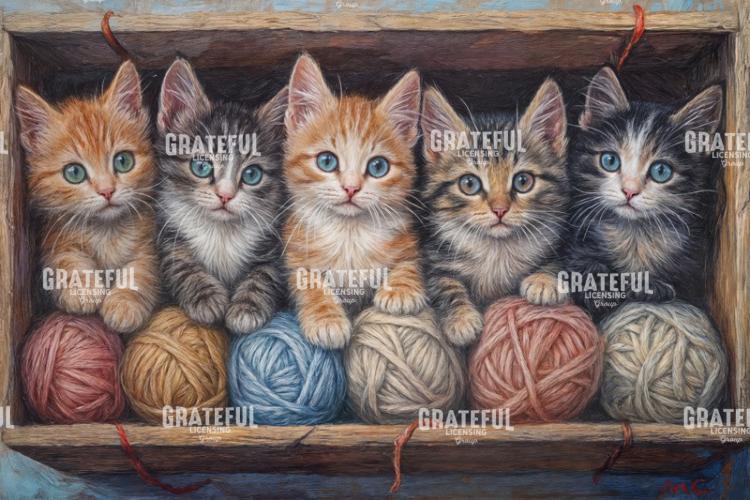 Kittens in a Box of Yarn