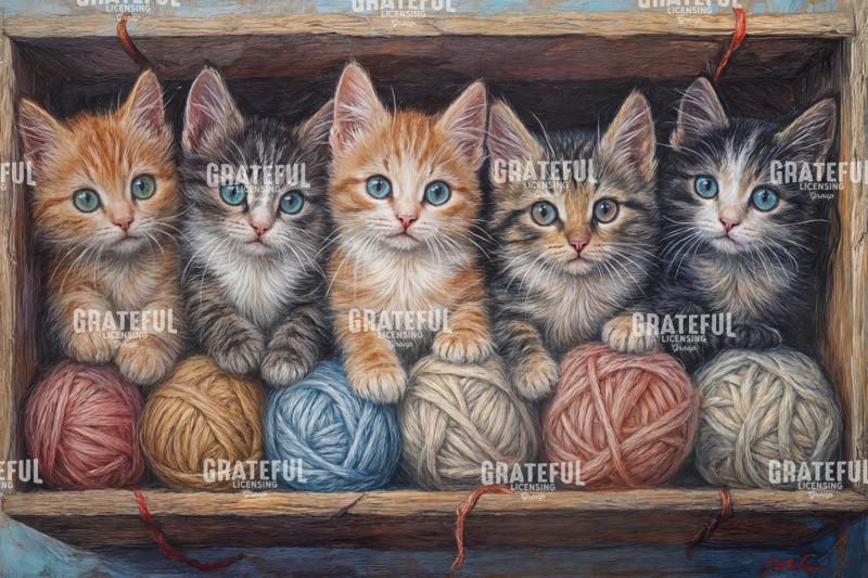 Kittens in a Box of Yarn