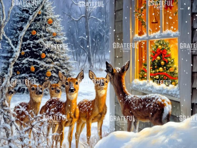 Deer at the Window on Christmas 1