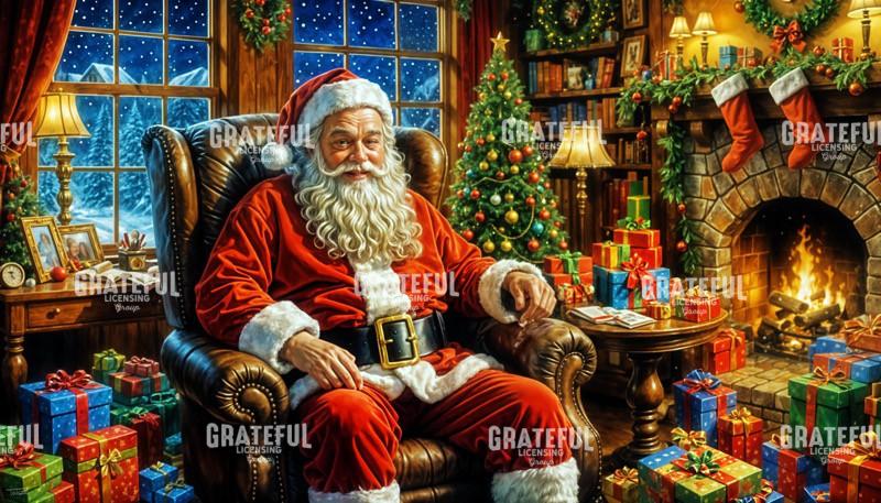 Santa Surrounded by Presents