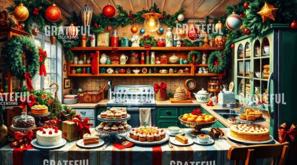 Retro Christmas Kitchen with Desserts