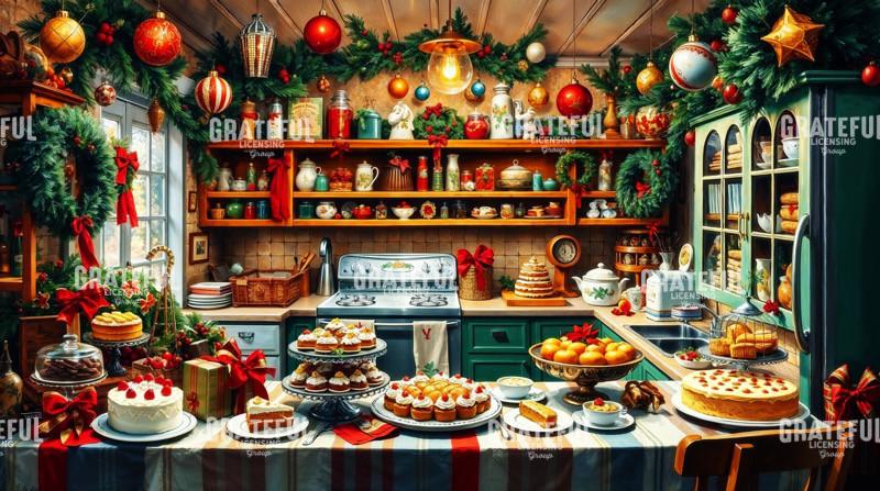 Retro Christmas Kitchen with Desserts