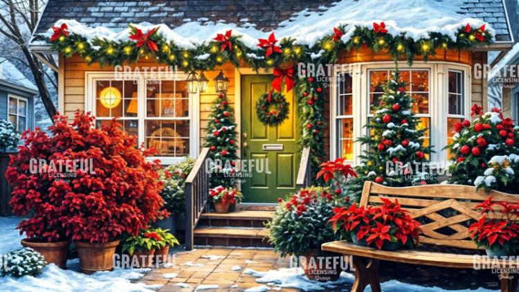 Poinsettia Christmas Porch