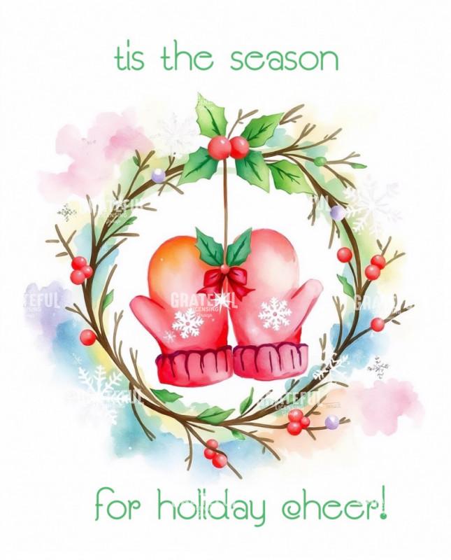 Tis The Season Mittens and Wreath