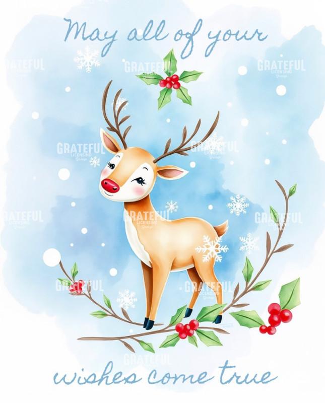 Wishful Reindeer with Holly