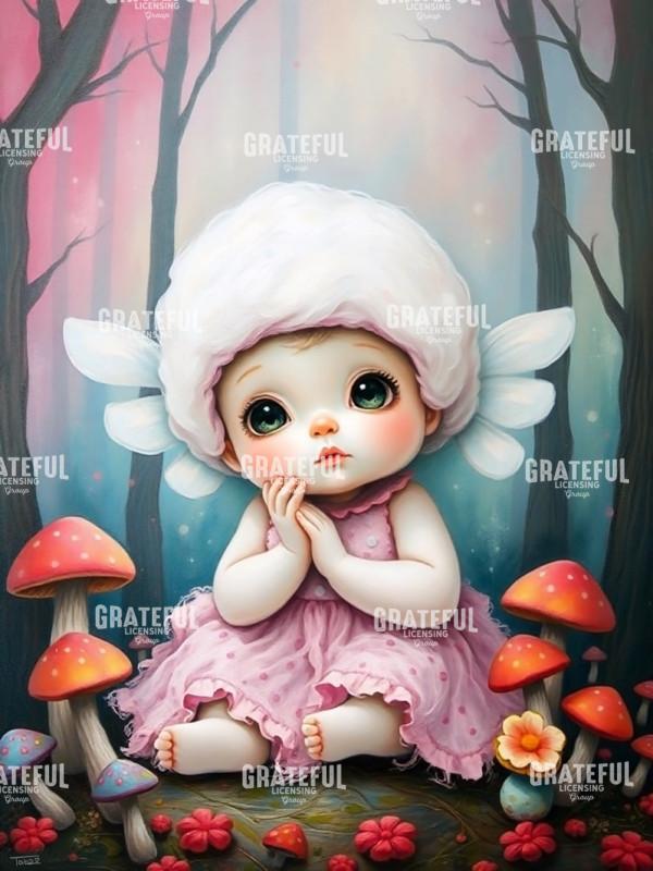 Doll Baby Fairy with Mushrooms