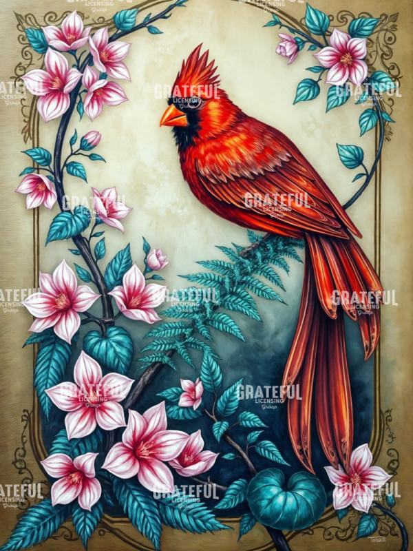 Cardinal with Plum Blossoms