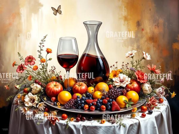 Red Wine with Wildflowers