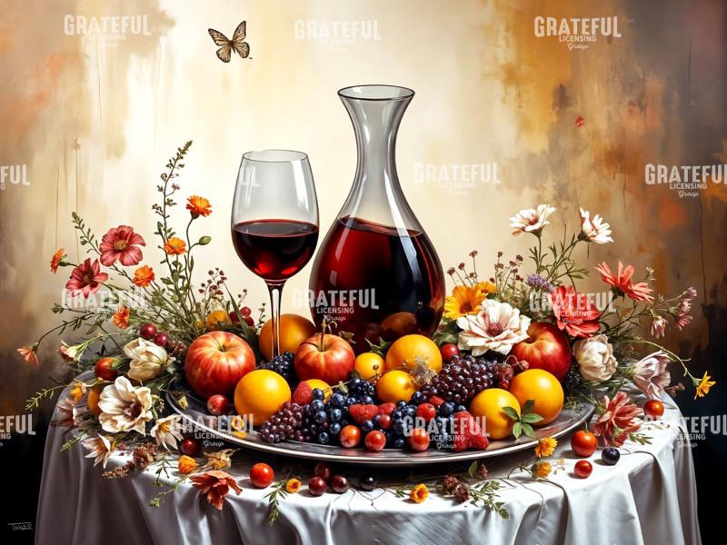 Red Wine with Wildflowers