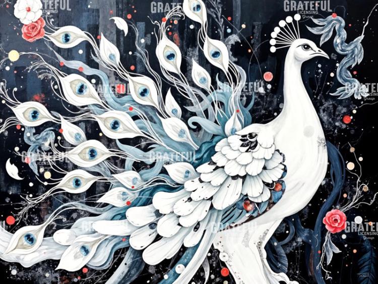 White Peacock Modern Art