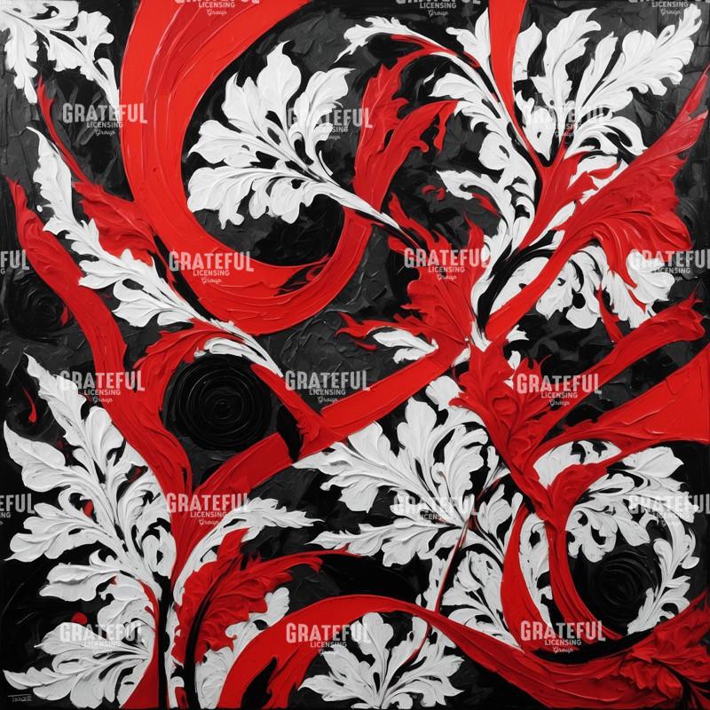 Red Damask Modern Art