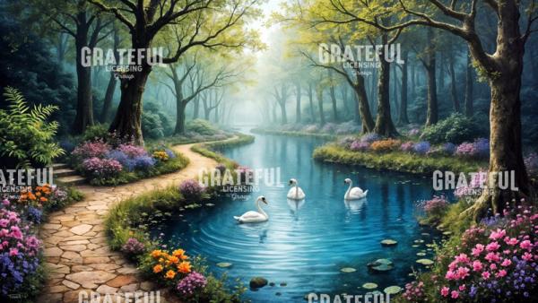 Spring Park With Swans