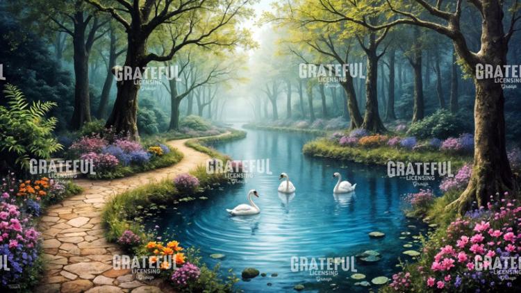 Spring Park With Swans