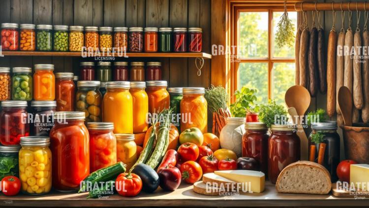 Sunny Window Pantry with Canned Vegetables