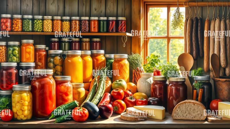 Sunny Window Pantry with Canned Vegetables
