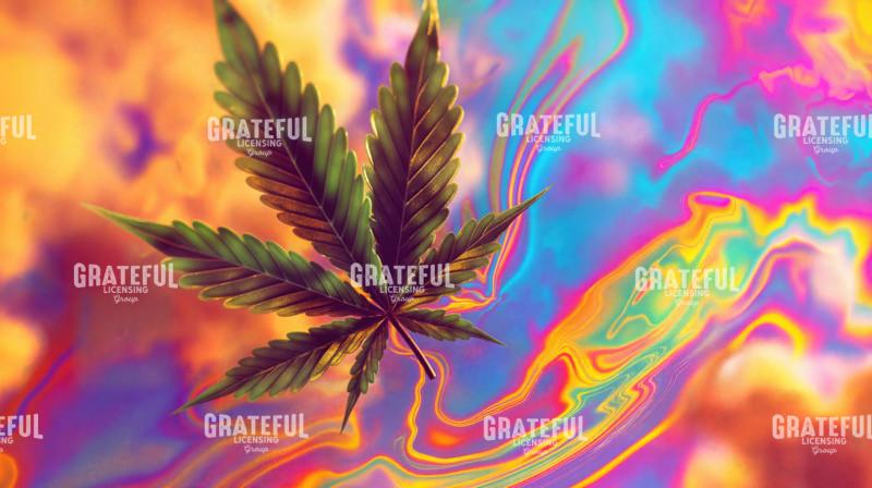 Cannabis Leaf on a Psychedelic Daydream