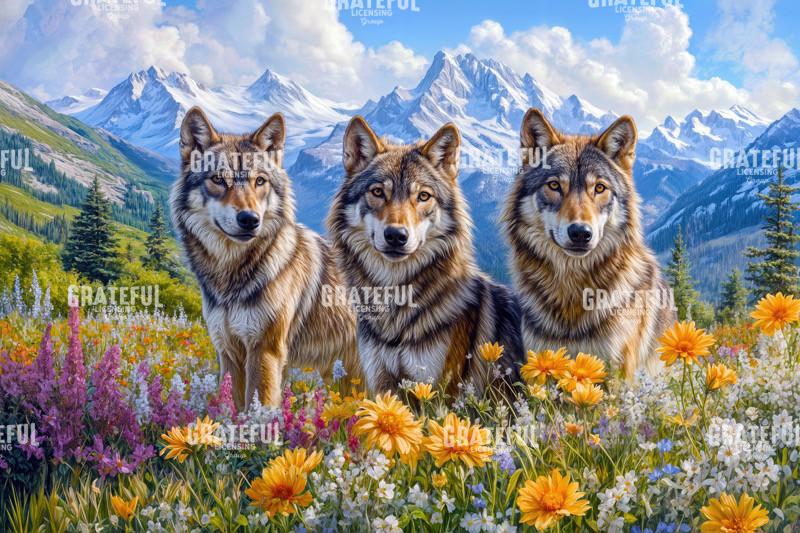 Three Wolves in the Canadian Wilderness