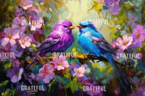 Purple and Blue Songbirds