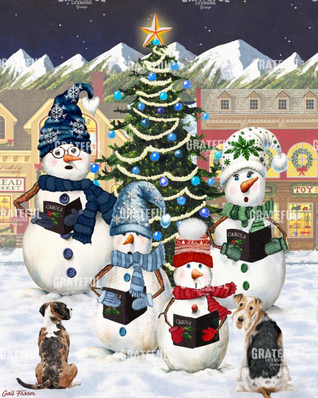 Snowmen Town Square with Caroling