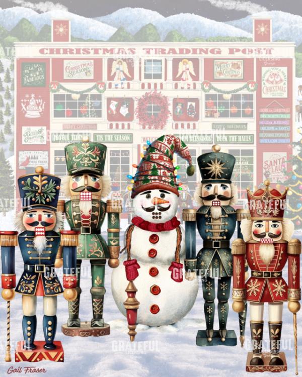 Snowman Trading Post with Nutcrakers