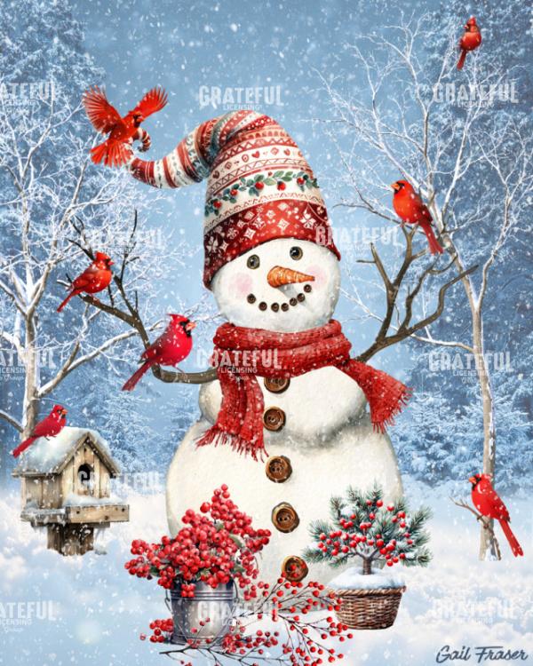 Snowman Woods with Cardinals