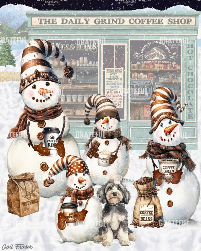 Snowman Coffee Shop with Mugs
