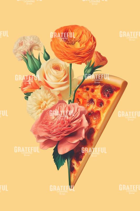 pizza and flowers