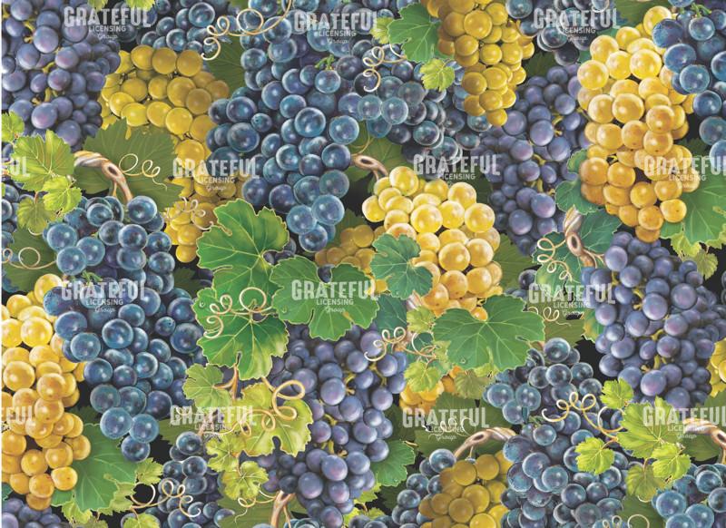 grapes on the vine cutting board